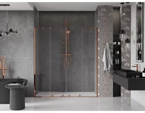 Mexen Velar Duo, posuvné dvere do otvoru 180x200 cm, 8mm číre sklo, ružové zlato, 871-180-000-02-60