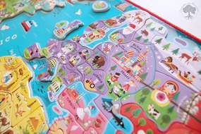 Magnetická mapa sveta - puzzle 92 magnetov - anglická verzia