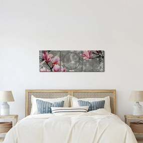 Obraz s kvetmi (s hodinami) (90x30 cm)