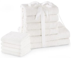 Súprava bavlnených uterákov AmeliaHome AMARI 2+4+4 ks biela