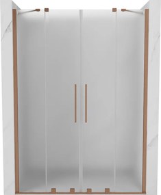 Mexen Velar Duo, posuvné sprchové dvere do otvoru 160 cm, 8mm sklo námraza, medená matná, 871-160-000-32-65