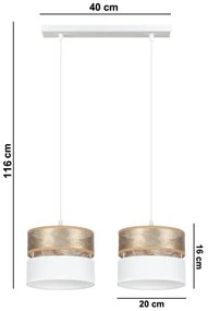 Luster na lanku LIMA 2xE27/60W/230V zlatá/biela