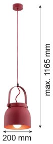 Argon 8282 - Luster na lanku LOGAN 1xE27/15W/230V pr. 20 cm červená