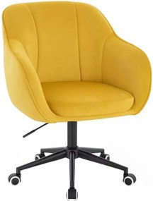LuxuryForm DESIGN Stolička AVOLA VELUR na čiernej podstave s kolieskami - žltá