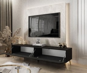 TV STOLÍK ELEGANTE 3 ČIERNY MATNÝ + ZLATÉ NOŽIČKY 175 cm