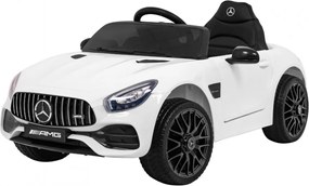 Ramiz Mercedes Benz GT batéria pre deti biela + diaľkové ovládanie + pomalý štart + MP3 LED