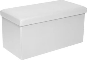 Obdĺžnikový taburet Rico, biela ekokoža%