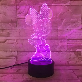 3D LED nočná lampa 3Dmix 3DL-BTS - Minnie Mouse (Bluetooth reproduktor - farba biela)