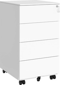 Kolesový úložný kabinet 39×45×69,3 cm, uzamykateľný, v farbe obláčikovej bielej