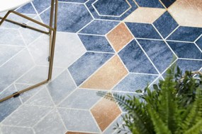 Koberec protišmykový ANDRE 1216 Kocka, geometrický - modrý