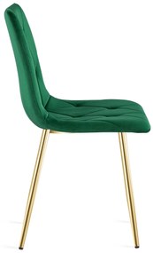 Zelená zamatová jedálenská stolička LIBRA so zlatými nohami
