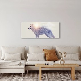 Obraz - Arktický vlk zrkadliaci divokú krajinu (120x50 cm)