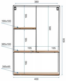 Súprava 5 políc Loft Industrial M čierna