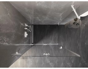 Mexen Lunar-F, skladací sprchový kút ľavý 90 x 70 cm, 8mm číre sklo, biely profil, 836-090-070-20-00-L