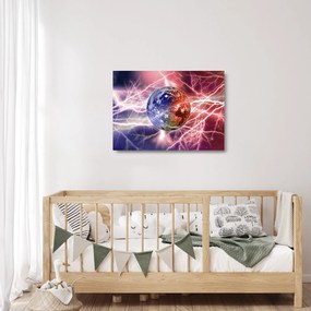 Sklenený obraz - Zemeguľa pod prúdom (70x50 cm)