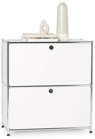 Nízka kovová odkladacia skrinka »CN3« s výklopnými priehradkami, biela