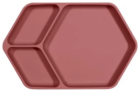 Červený silikónový detský tanier 16x25 cm – Kindsgut