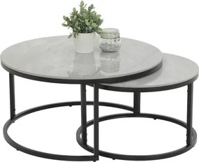 Súprava 2 okrúhlych stolíkov Luis, 80 cm/60 cm, šedá imitácia mramoru%