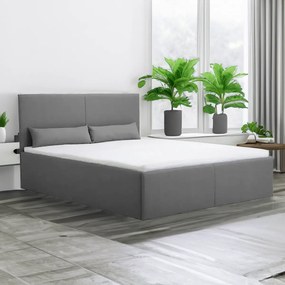 Čalúnená posteľ s úložným priestorom a matracom KARL 160 x 200 cm Světle šedá