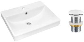 Súprava keramického umývadla na dosku a výpuste Rita 50 cm biela