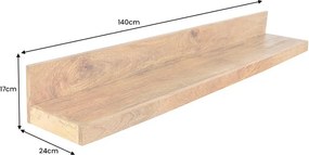 Dizajnová nástenná polica Elegant 140 cm mango