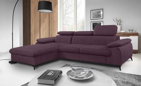 Rohová sedacia súprava Scala, hroznová ružovo-fialová látka, ľavý roh
