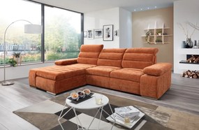 Rohová sedačka Kornelia, terakota štruktúrovaná tkanina, ľavý roh