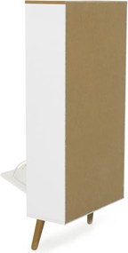 Biela skrinka na topánky s detailmi v dekore dubového dreva s 3 výkopy Tenzo Dot