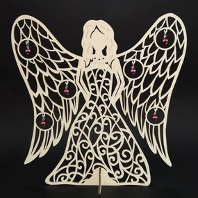 AMADEA Drevený 3D anjel s ozdobami, 31x29 cm