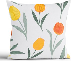 Bavlnená obliečka na vankúš Renforcé 40 × 40 cm - Kvety tulipánov oranžové