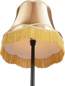 Retro stojaca lampa čierna s tienidlom v štýle babičky zlatá 45 cm - Simplo