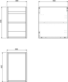Mexen Orio, kúpeľňová skrinka 30 cm, 1 dvierka, biela matná, 91A11-03047-1-BF01