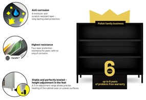 Čierny kovový regál s policami LUCA Modern 1000 x 900 x 350 mm