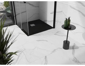 Mexen Stone+, štvorcová vanička z minerálneho kompozitu 90 x 90 cm, čierna matná, 44709090