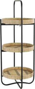 Čierny kovový 2 poschodový etažér s bambusovými podnosy Lorena - Ø 37*89cm