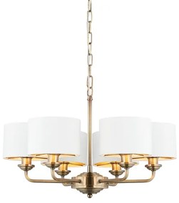 Endon 98936 - Luster na reťazi HIGHCLERE 6xE14/28W/230V biela/mosadz