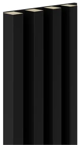 Akustické dekoračné panely MAXI, čierny mat 3D lamely na filcovom podklade, rozmer 270 x 17,7 cm, IMPOL TRADE