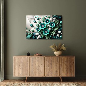 Obraz - 3D tyrkysové kvety (90x60 cm)