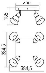 Redo 04-466 - Bodové svietidlo OLAF 4xE14/12W/230V