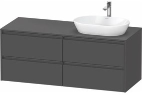 DURAVIT Ketho 2 závesná skrinka pod umývadlo na dosku (umývadlo vpravo), 4 zásuvky, 1400 x 550 x 568 mm, grafit matný, K24898R49490000