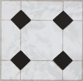 Vinylové samolepiace podlahové štvorce Classic 274-5046, rozmer 30,5 cm x 30,5 cm, mozaika čiernobiela, D-C-HOME