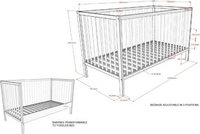 Hnedá s odnímateľným bokom/s nastaviteľnou výškou postieľka z bukového dreva 70x140 cm Dino – Vipack
