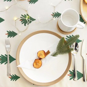 Goldea vianočný hranatý obrus z pevnej bavlny - stromčeky na režnom 80 x 80 cm