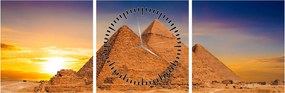Obraz - Egyptské pyramídy (s hodinami) (90x30 cm)