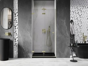 Mexen, Mexen Lunar-F skladacie ľavé sprchové dvere 65 cm, transparentné, brúsené zlaté - 836-065-000-55-00-L
