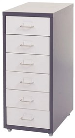 Zásuvková skrinka Boston T851 - 69x28x41cm, 6 zásuviek - tmavosivá biela