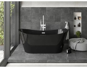Mexen Montana, voľne stojaca vaňa 170 x 80 cm, čierna,  biely prepad, 52011708070-20