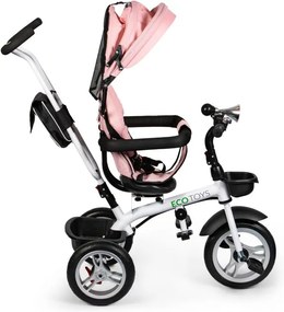 ECOTOYS Detská trojkolka s rotačným sedadlom PINKY