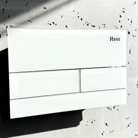 Rea T, ovládacie tlačidlo k podomietkovým systémom WC K011A-Q, biele sklo, REA-E0052