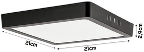 BERGE LED panel štvorcový povrchový čierny - MELA-S - 18W - 1440Lm - neutrálna biela